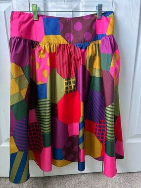 Isaac Mizrahi Multicolor Geometric Circle Skirt